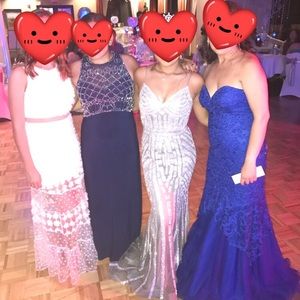 dark blue prom dress